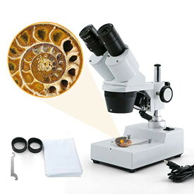 SWIFT 双眼実体顕微鏡 立体顕微鏡 LED光源付 金属製 両眼ヘッド、広視野接眼レンズ10X付き、総合倍率：20倍、40倍、研究用、実験用、