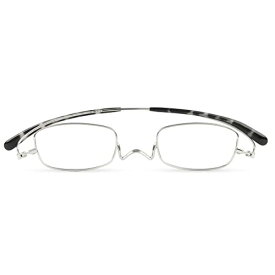 [薄型 老眼鏡 ペーパーグラス] Nスタ スクエア 202 プレシャスカラー（シルバー）携帯用ケース付き 財布に入る老眼鏡 栞(しおり) 型リー