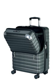 [アクタス] スーツケース ジッパー フロントオープン ブレーキ付き 拡張 61(拡張時72) L マットグリーン