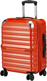 [アクタス] スーツケース ジッパー フロントオープン ブレーキ付き 拡張 機内持ち込み可 35(拡張時43) L 30 cm 3.6kg オレ