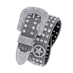 435027�j���[�E�F�[�u New Wave �N���X�^���o�b�N�� �E�G�X�^�� ���U�[�x���g ��BLING BELT�� �O���[ �{�v 6096 GREY S-L �y���������z