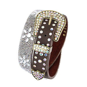 435029�j���[�E�F�[�u New Wave �N���X�^���o�b�N�� �E�G�X�^�� ���U�[�i���[�x���g ��BLING BELT�� �u���E�� �{�v 6127 BROWN S-L �y���������z
