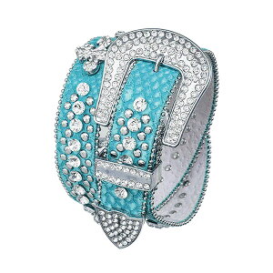 435035�j���[�E�F�[�u New Wave �N���X�^���o�b�N�� �E�G�X�^�� ���U�[�x���g ��BLING BELT�� �e�B�[�� �{�v 6038 TEAL S-L �y���������z