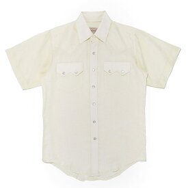 #901050ロックマウント(Rockmount)リネン素材半袖ウエスタンシャツ (ホワイト) 麻 ウェスタンシャツ 半袖シャツ カジュアルシャツ 無地 白 ホワイト SP1648 【送料無料】