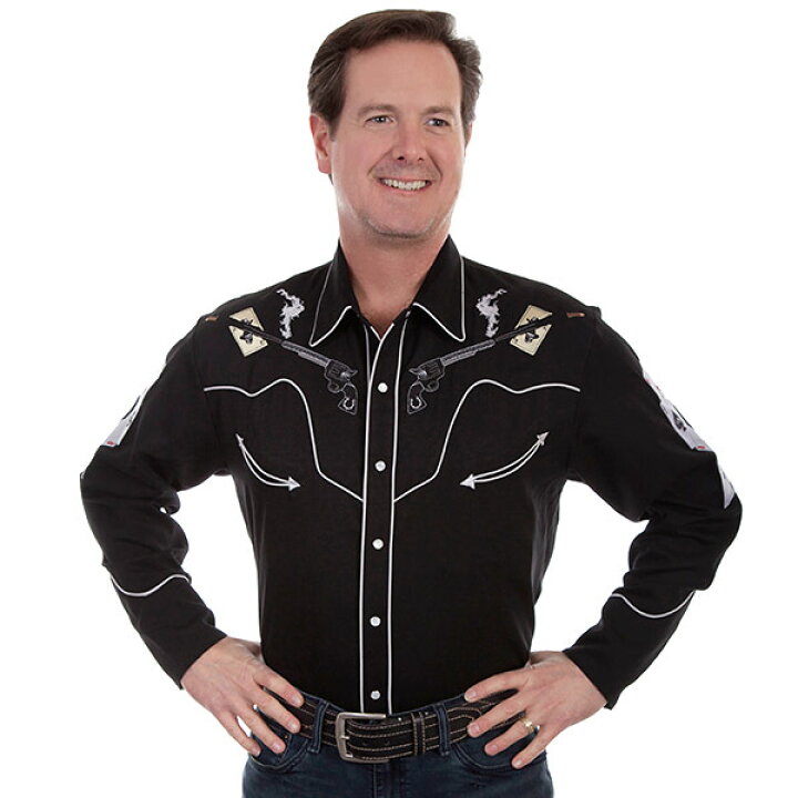 楽天市場】#912093スカリー Scully 銃＆スカル 刺繍入り ウエスタン  