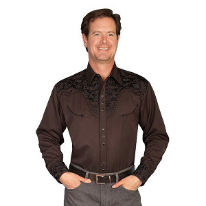 912012XJ[(Scully)t[hJEGX^Vc - MEN'S FLORAL TOOLED EMBROIDERY SHIRT Xe[Wߑ Jr[ Jg[ t[  o KN 傫TCY uE  S M L XL P 634 CHO 