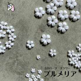 nana kara（ナナカラ）3Dパーツ フラワー プルメリア 花 小花 ホワイトフラワー 3Dパーツ 白いお花 ジェルネイル ネイルパーツ アクリルパーツ レジンパーツ 立体ネイル　ツイードネイル ツィードフラワーネイル