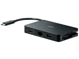 【ポイント10倍】 サンワサプライ USBハブ AD-ALCMH60L [ブラック] [ポート数：2系統 電源供給：バスパワー インターフェイス(パソコン側)：USB Type-C インターフェイス(USB機器側)：USB3.2 Gen1 Type-Ax2/HDMIx1/LANx1] 【P10倍】