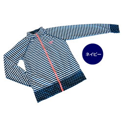 【メール便送料無料】ラッシュガードレディースSPF50+UVカット速乾ボーダードットViaggio+大人可愛い海山プールゴルフ自転車ウォーキング▲