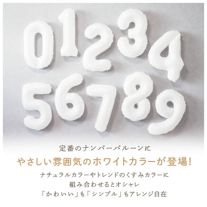 楽天市場】数字 バルーン ホワイト 風船 ナンバー 飾り付け 装飾 誕生  