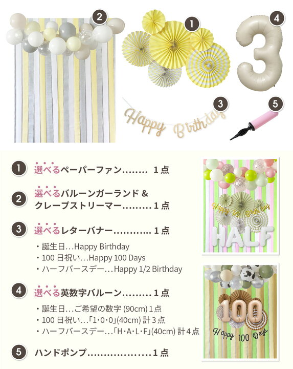 楽天市場】誕生日 飾り付け 1歳 2歳 3歳 バルーン ガーランド ペーパー 