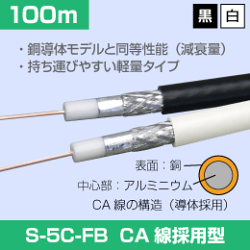 同軸ケーブルS-5C-FB-A100m巻(CA線の導体モデル)【e431】