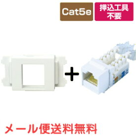 Cat5e 壁面端子セット Cat.5e RJ45 LAN用ジャック +壁面取付枠(LANケーブル インターネット配線)(e3510A5035)(メール便送料無料) ycm3