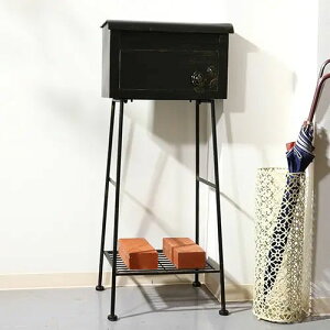 玄関収納 脚付き アイアン ナチュラル コンパクト アンティーク 大容量 ポスト ローズブラック 幅42.5cm 奥行き35cm 高さ99cm