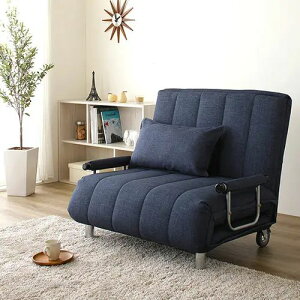 ソファベッド リクライニングソファ 1人掛けソファ スチール脚タイプ 肘付き キャスター付き 座面ファブリック ネイビー ブラウン ベージュ レッド