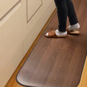 マット 幅90cm 長さ240cm はっ水加工 抗菌 防臭 日本国産 ナチュラル 木目調 ダークブラウン