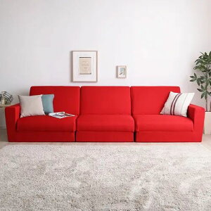 ソファベッド 3人掛け以上ソファ ローソファ 日本国産 ポケットコイル シンプル ハイバック 分割式 ベージュ ブラック レッド ブラウン 幅273cm