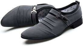 アスペルシオ スエード カジュアルシューズ メンズ ビジネスシューズ ビジネス靴 モンクストラップ ウォーキング 27cm 灰色( グレー, 27.0～27.5 cm 3E)