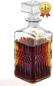 【楽天ランキング1位入賞】morningplace ヴィンテージ風 ワイン ウィスキー グラス デキャンタ 1000ml クリスタル ボトル スクエア (スクエア.)