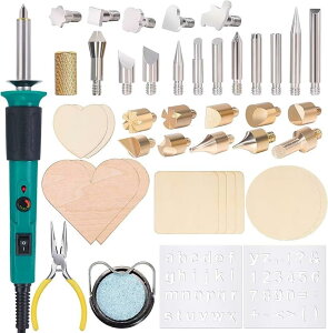 【楽天ランキング1位入賞】930-IV ウッドバーニング電熱ペン 41-in-1 温度調節可 0〜40℃ ウッドバーニングへの加工をはじめ 革製品 カービングアートや彫金など 木材x10 ペン先x26 ステンシルx2