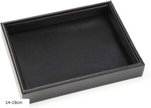 【楽天ランキング1位入賞】ジュエリー ・ アクセサリー販売用トレー トレイ 店頭展示 や ディスプレイ にも PUレザー製 14-19cm AB-1 (黒, 14-19cm)