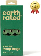 【楽天ランキング1位入賞】Earth Rated 正規輸入品ペット用エチケット袋 無香料 315枚入 (無香料, 315個)