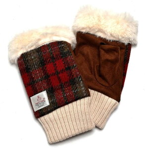 �n���X�c�C�[�h Harris Tweed ��� �t�B���K�[���X �O���[�u ���f�B�[�X �w�Ȃ� �{�A�t�� ���{�A FBNB-001 (���b�h�`�F�b�N, Free Size)