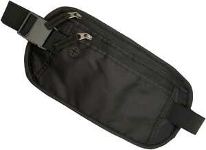 【楽天ランキング1位入賞】セキュリティポーチ シークレットポーチ 海外旅行 スリ対策 ウエストポーチ 薄型 スリム ボディバッグ (ブラック)