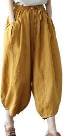 [リリカ] パンツ サルエル ジョガー ポケット 付き レディース(XL, 黄色)
