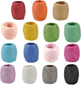 【楽天ランキング1位入賞】リボン ラッピング 紙紐 包装用リボン ラフィアリボン 15色 セット (マルチx)