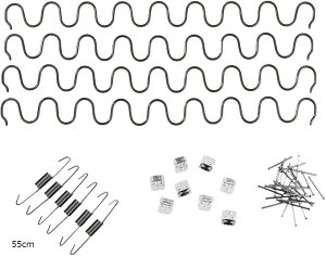 ソファー 張り替え セット Sバネ 4本 / 固定具 ネジ スプリング 補修 家具 修理 椅子 座面 張替(55cm)