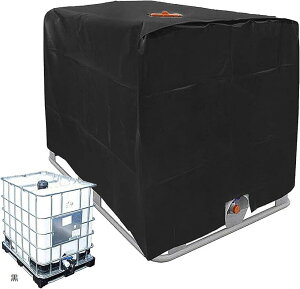 【楽天ランキング1位入賞】雨水タンク保護カバー1000L用 IBCコンテナカバー 防水カバー 屋外 防水シート 防塵 UV保護 折り畳み収納 黒 (ブラック, 1000ml)