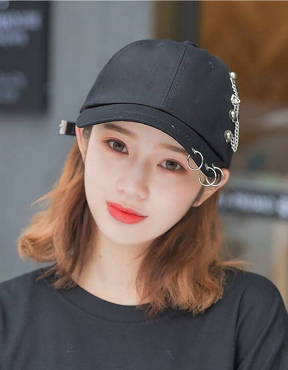 キャップ 帽子 メンズ 黒 韓国 リング ユニセックス レディース 3連