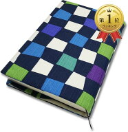 【楽天ランキング1位入賞】和デザイン ブックカバー 本カバー 読書 日本製 しおり付き 市松 ブルー B6 四…
