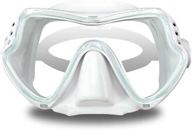 ダイビングマスク 広域視界 シュノーケリングマスク スキューバダイビング にも利用可能( マスク（白）, M)