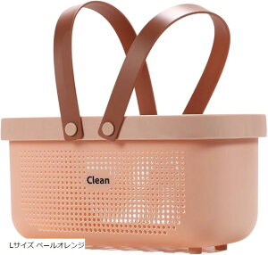 バスルーム用バスケット スパバッグ カゴ バス用品 通気性 大容量 持ち手 持ち運び Lサイズ ペールオレンジ (Lサイズ ペールオレンジ)