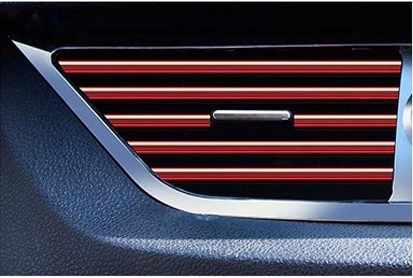 Muu3 特価キャンペーン エアコン ルーバー モール 車 はめ込み式 有名な カバー 吹き出し口 カスタム パーツ レッド ドレスアップ 10本 内装 セット