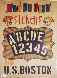 �X�e���V���V�[�g �A ���t�@�x�b�g�啶���������Z�b�g U.S.BOSTON 3cm SSBTcm (��, 3cm)