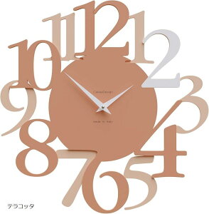 イタリア工房の熟練職人による手作り掛時計 壁掛け時計 Russell サイズ44x45cm MADE IN ITALY イタリア製 おしゃれ 静音 木製 一生もの ギフト(テラコッタ)