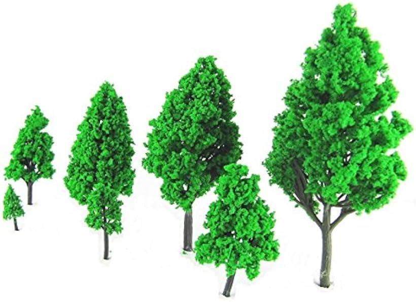 FUPUONE  ジオラマ 木 模型 樹木 Nゲージ 鉄道 風景 高さ7種類x5本 35本セット(濃い緑)
