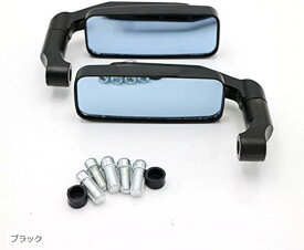 バイク ミラー スクエア型 左右セット 正ネジ 逆ネジ 8mm 10mm付属 ブラック (ブラック)