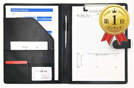 MT's SHOP PU レザー クリップ ボード クリップ ファイル A4 サイズ 書類 フォルダ バインダー カード ポケット ペン ホルダー 搭載 オフィス 事務 用品 (黒, A4)