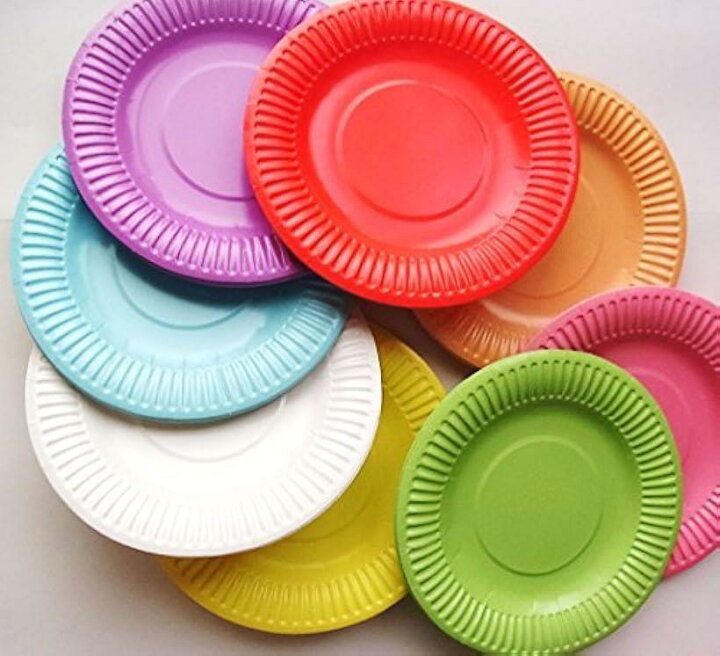 楽天市場 手作り 紙皿 工作キット 材料 自由研究 工作シリーズ 幼稚園 保育園 直径23cmサイズ 8色x5 40皿 カラー紙トレイ 大サイズ 8色x5 40皿 Reapri