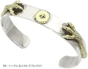 c my select バングル シルバー925 イーグルクロウ ダブル 金爪 平打ちバングル cmy161118-1(09:イーグル 金メタル ダブルクロウ)