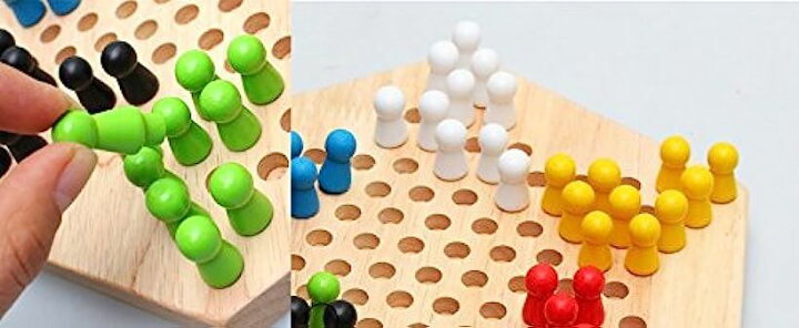 木製 六角 チェッカー ゲーム ボードゲーム 子ども 知育玩具 大人 でも楽しめる おもちゃ(ナチュラル) : スピード発送  Reapri（リアプリ）