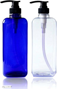 シャンプーボトル シャンプーディスペンサー 詰め替えボトル ポンプ式ボトル 詰め替え用 1000ml (ブルーxクリア)
