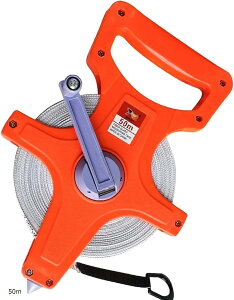 テープメジャー 50m 巻尺 メートル フィート 表示 距離 測定 両面 メモリ ライン 陸上 グラウンド 建築 土地 正確 スケール (オレンジ, 50m)