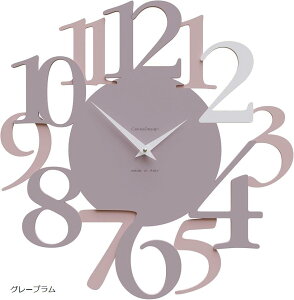 イタリア工房の熟練職人による手作り掛時計 壁掛け時計 Russell プラムグレー サイズ44x45cm MADE IN ITALY イタリア製 おしゃれ 静音 木製 一生もの ギフト (グレープラム)