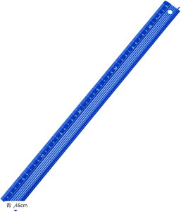 カッター定規 アルミスケール 曲尺 カットガイド 高精度裁断定規 安全ガード付き(青, 45cm)