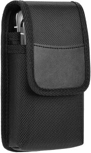 スマホホルダー 2段構造 ベルトポーチ 作業用 ペン 多機能 カラビナ付き (ブラック)